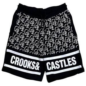 Crooks & Castles Men's Sweatshorts New Core Monogram Fleece Shorts in Black